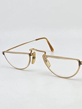 Algha 20 Gold Filled Half Moon Demi-Lune Eyeglasses Frame England 40-15-120
